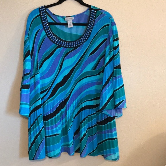 Catherines Tops - Catherines crinkle print blouse 2X